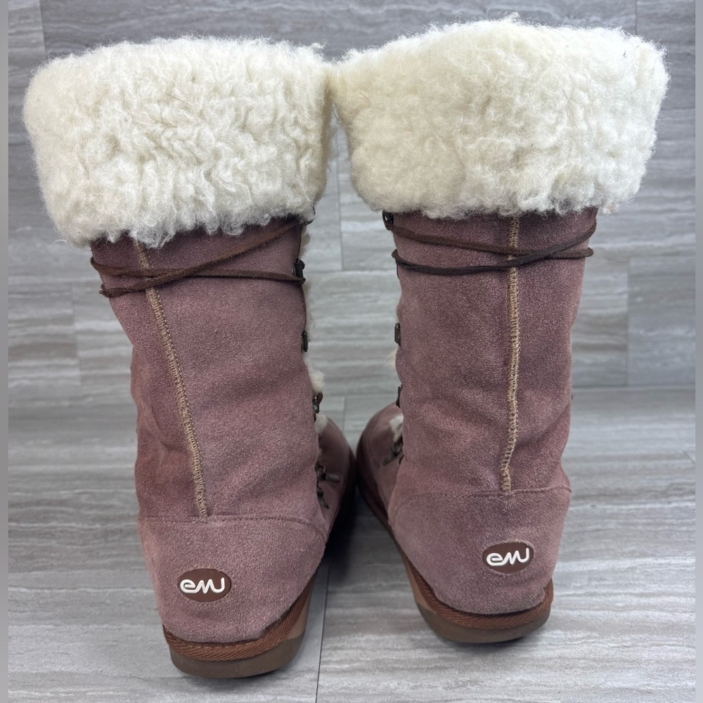 Emu Real Wool Shearling Lined Suede Moccasin Lace Up Boots Womens Size 7 - Picture 3 of 11